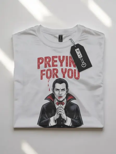 Gothic Vampire Pun T-Shirt – Preying for You Halloween Tee - Image 10