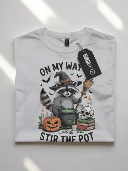 Hilarious Funny Raccoon Witch T-Shirt for Halloween - Image 10
