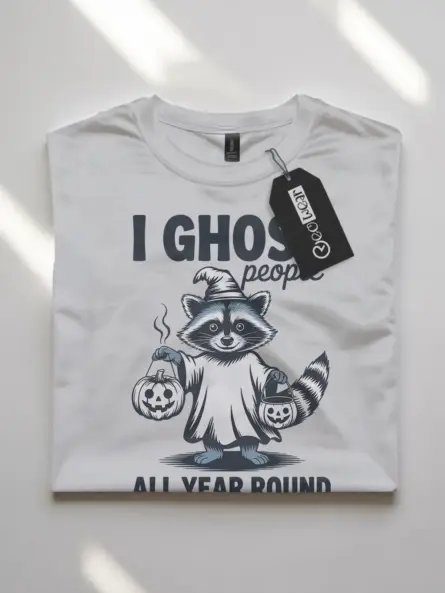 White lifestyle – introvert ghostcore raccoon Halloween shirt white