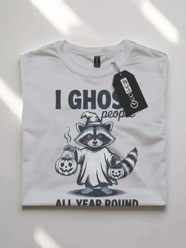 White lifestyle – introvert ghostcore raccoon Halloween shirt white