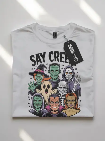 Retro Classic Monster T-Shirt – Say Creep! Vintage Halloween Tee - Image 7