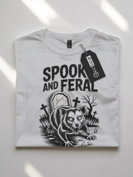 Spooky Possum T-Shirt – Feral Girl Fall Chaos Animal Meme Tee - Image 10