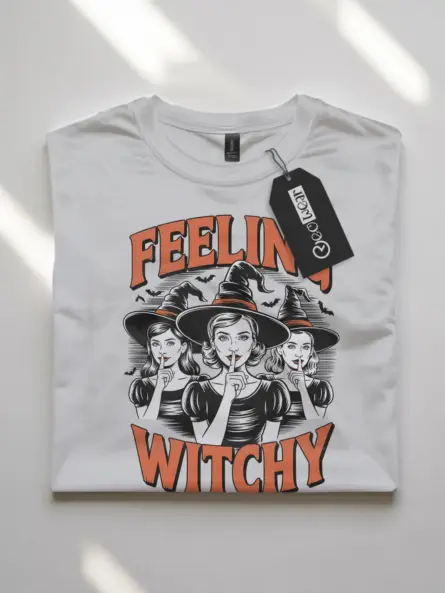 white flatlay vintage witchcore Halloween shirt front print