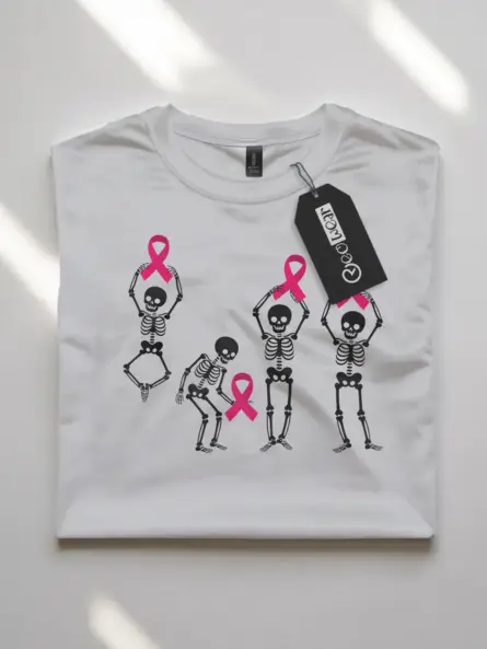 Black Skeleton Breast Cancer Shirt – Funny Pink Ribbon Awareness Tee - Image 10
