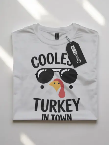 Coolest Turkey in Town Shirt – Funny Thanksgiving Tee for Kids & Teens - Image 10