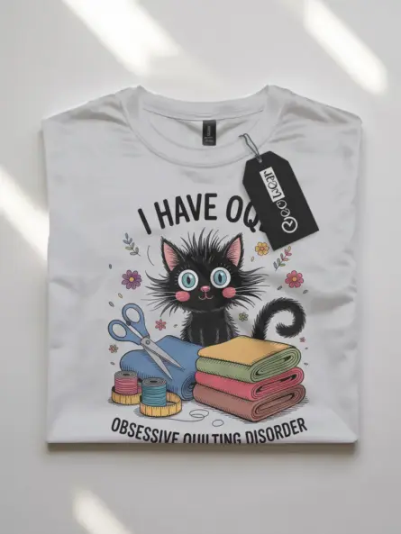 Funny Quilting T-Shirt – Obsessive Quilting Disorder Cat Tee for Crafters - Image 10