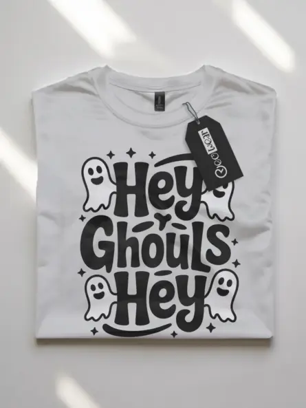 Hey Ghouls Shirt – Playful Halloween Tee with Cute Ghosts for Girls & Teens - Image 7