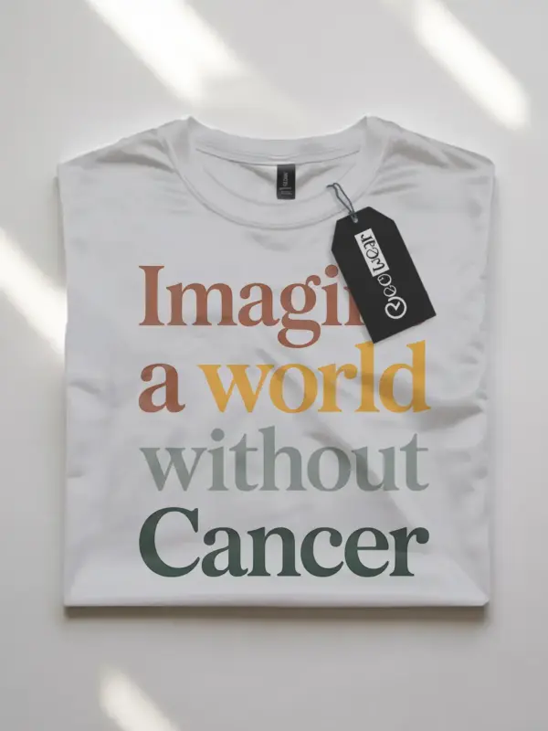 white flatlay Shirt imagine-a-world-without-cancer-shirt imagine a world without cancer shirt