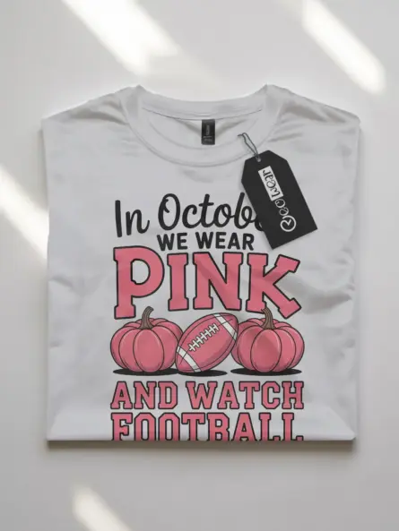 In October We Wear Pink Shirt – Bold Football & Breast Cancer Awareness Tee - Image 10