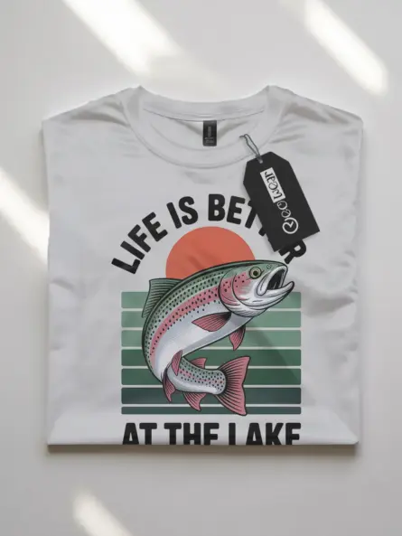 Lake Life T-Shirt – Vintage Rainbow Trout Tee for Outdoor Getaways - Image 10