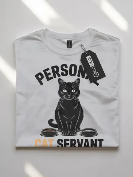 Funny Personal Cat Servant T-Shirt for Cat Lovers | Minimalist Gift Tee - Image 10