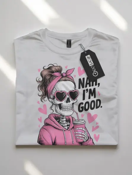 Funny Nah I’m Good Skeleton Shirt – Sarcastic Coffee Tee for Women - Image 7