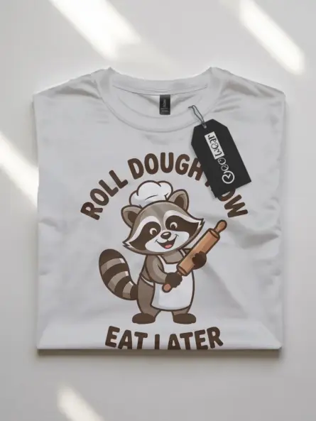 Funny Baking T-Shirt – “Roll Dough Now Eat Later” Raccoon Chef Tee - Image 10