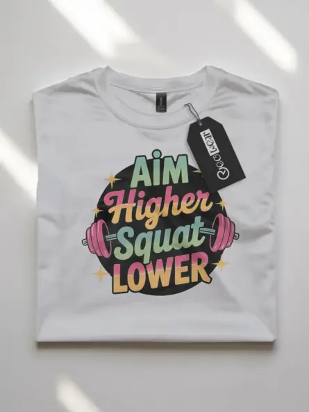 Retro "Aim Higher Squat Lower" Women's Squat Motivation T-Shirt - Image 10