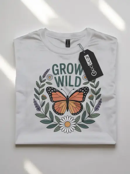 Butterfly Nature T-Shirt – “Grow Wild” Floral Garden Graphic Tee - Image 10