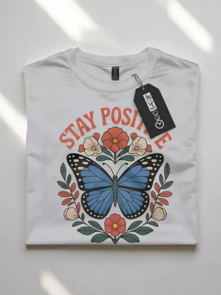 Butterfly Stay Positive T-Shirt for Mental Health Awareness - Image 10