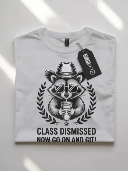 Class Dismissed T-Shirt – Funny Western Raccoon Teacher Gift Tee - Image 10