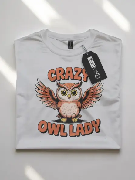 Crazy Owl Lady T-Shirt for Women – Funny Retro Bird Lover Tee - Image 4