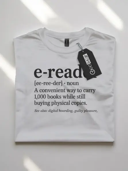 Clever E-Reader Definition T-Shirt – Funny Book Hoarder Tee for Kindle Fans - Image 10