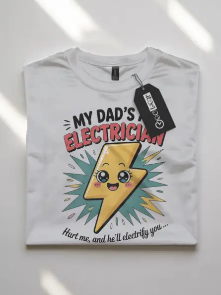 Adorable Electrician Dad Kids T-Shirt with Cartoon Bolt - Image 10