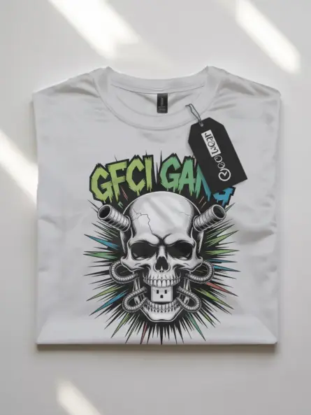 Electrician Skull T-Shirt GFCI Gang Graphic Tee - Image 10