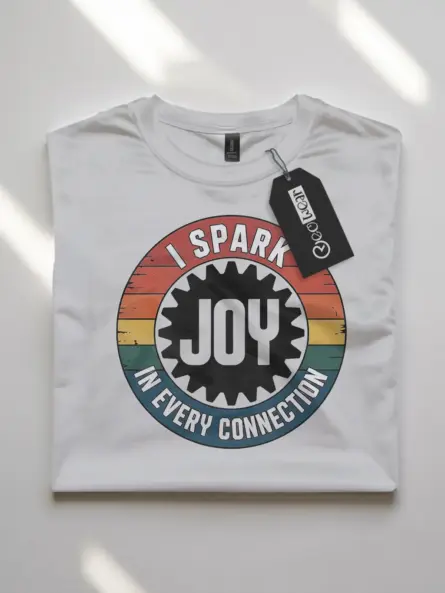 Electrician Spark Joy T-Shirt Retro Badge Design - Image 7