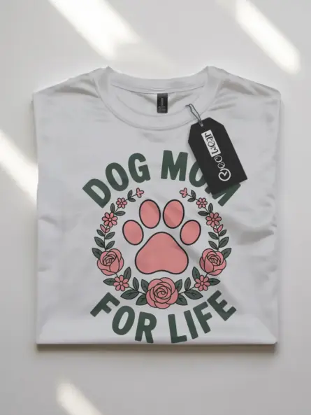 Floral Dog Mom Shirt – Vintage “Dog Mom for Life” Paw Print Tee - Image 10