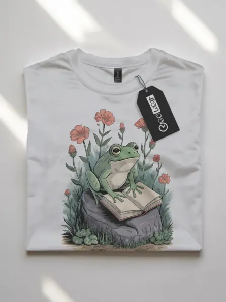 Frog Reading Shirt – Whimsical Nature Tee for Book Lovers - Image 10