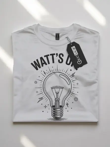 Funny Electrician Shirt - "WATT’S UP?" Light Bulb Pun Design - Image 10