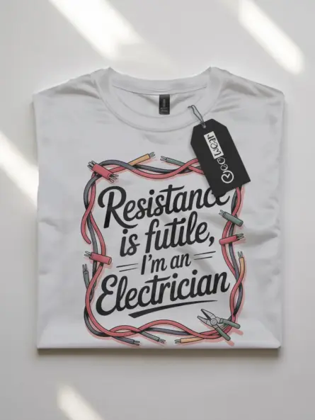 Funny Electrician T-Shirt Vintage – Resistance is Futile Design - Image 10