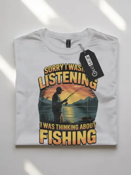 Funny Fishing T-Shirt for Men – “Sorry I Wasn’t Listening” Sunset Graphic - Image 10