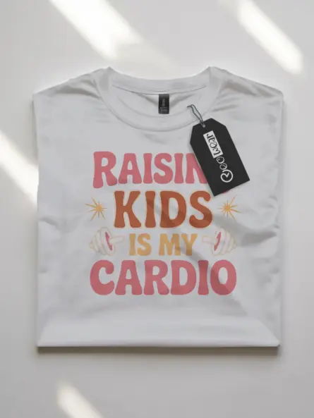Funny Mom Workout T-Shirt – Raising Kids Is My Cardio - Image 4