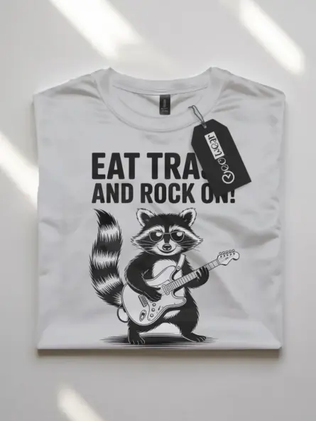 Funny Raccoon T-Shirt – Eat Trash and Rock On Punk Style - Image 10