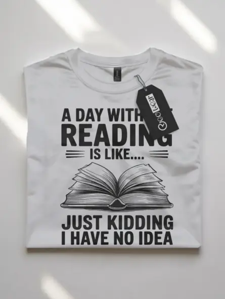 Funny Reading T-Shirt for Book Lovers – A Day Without Reading Quote Tee - Image 10