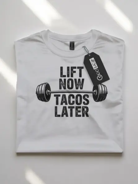 Lift Now Tacos Later Funny Taco Gym T-Shirt - Image 10