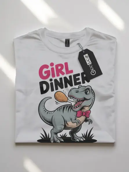 Girl Dinner T-Shirt – Cute Dinosaur Meme Graphic Tee for Foodie Fans - Image 10