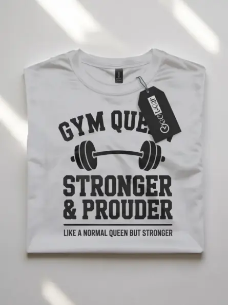 Empowering Gym Queen T-Shirt – Stronger and Prouder Graphic Tee for Women - Image 10