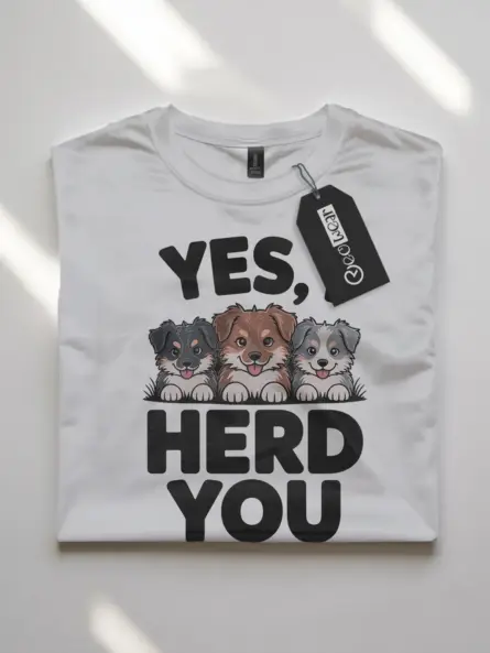 Clever Herding Dog Pun Shirt – Yes I Herd You Cartoon Tee - Image 7
