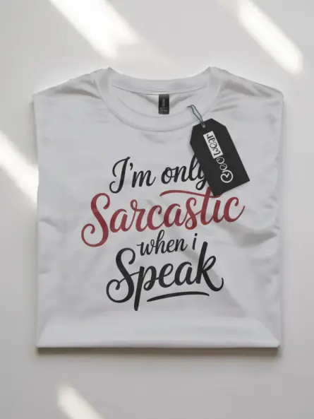 white flatlay Shirt Front – I’m Only Sarcastic When I Speak – sarcastic quote t-shirt