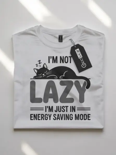 Not Lazy Shirt – Funny Cat Energy Saving Mode Tee for Introverts - Image 10
