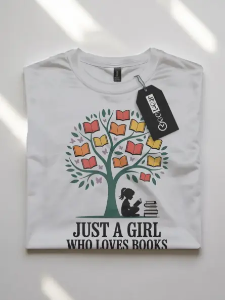 Just a Girl Who Loves Books Shirt – Minimalist Reader Tee - Image 10