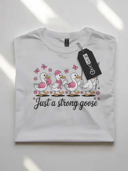 Just a Strong Goose Breast Cancer Shirt – Funny Pink Ribbon Tee - Image 7