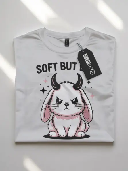 Kawaii Bunny T-Shirt with Attitude – Soft But Evil Graphic Tee - Image 11