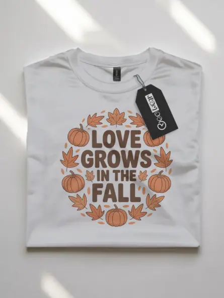 Love Grows in the Fall Shirt – Cozy Autumn Pumpkin Leaves Tee - Image 10