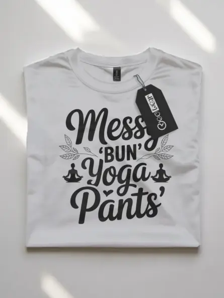 Messy Bun Yoga Pants T-Shirt for Moms - Image 10