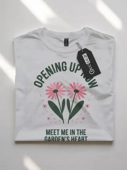 Minimalist Daisy Garden T-Shirt – Opening Up Now Floral Design - Image 10