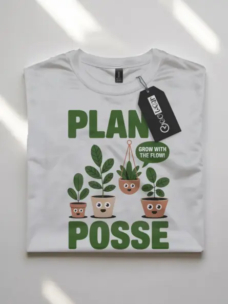 Minimalist Plant Parent T-Shirt – “Plant Posse” Cartoon Houseplant Tee - Image 10