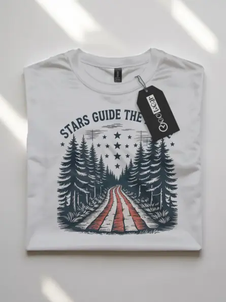 Patriotic Forest American Flag T-Shirt – Stars Guide the Brave - Image 10