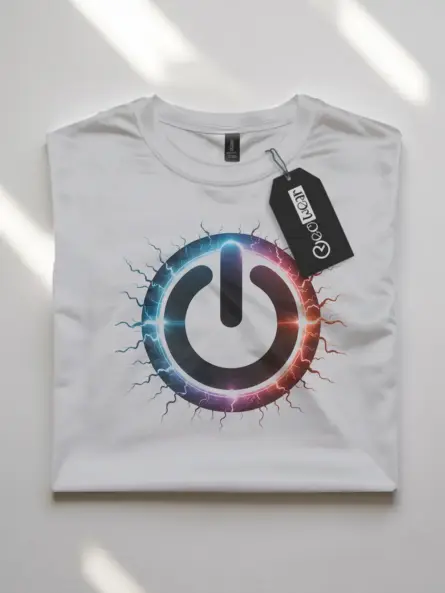 Power Button T-Shirt with Futuristic Electric Symbol - Image 10
