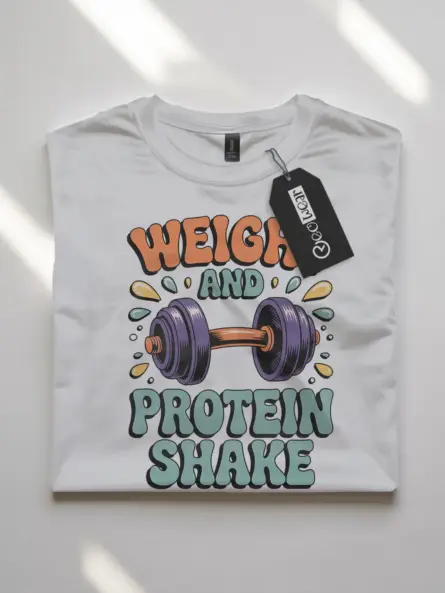 Bold Retro Fitness T-Shirt – Weight and Protein Shake 70s Gym Tee - Image 10